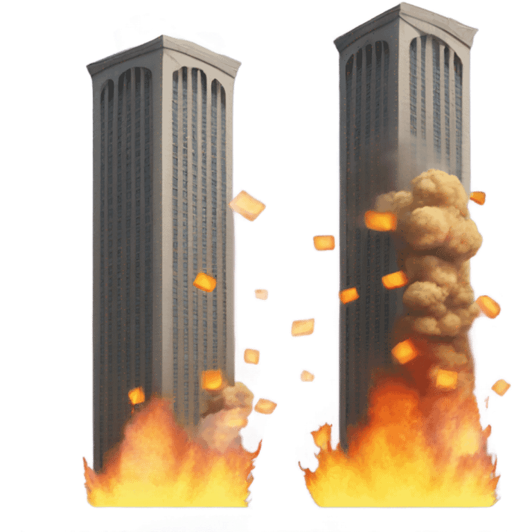 Two square towers on fire and two planes emoji