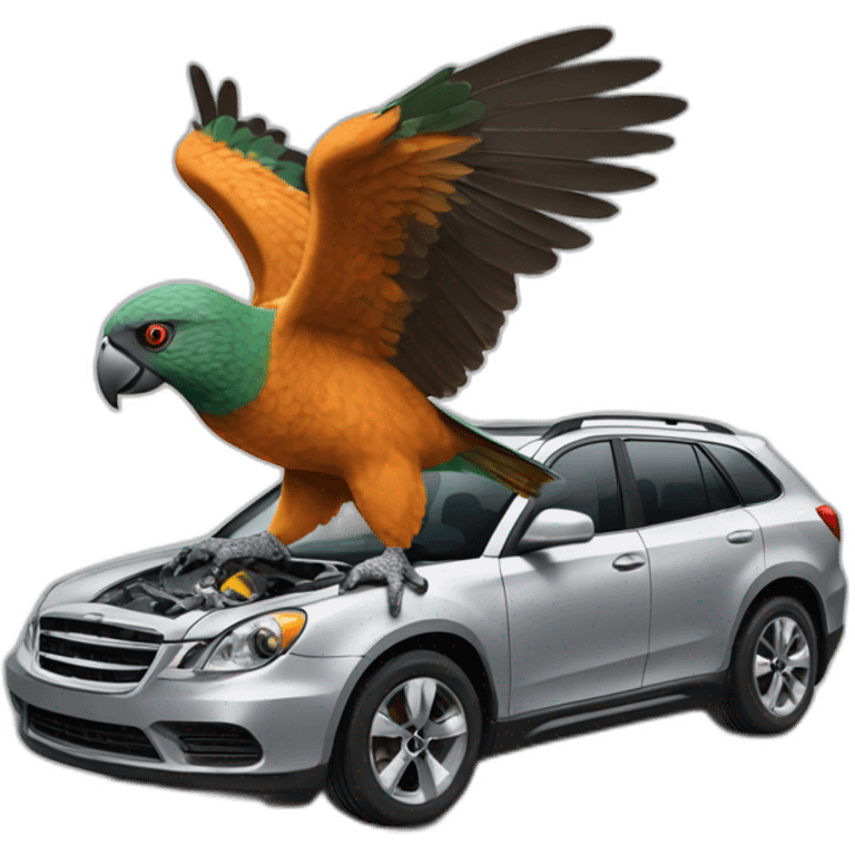 Kea bird ripping parts off car emoji