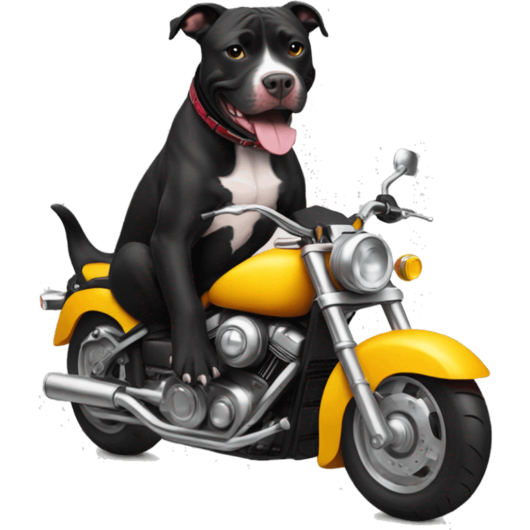 Black pit bull on a motorcycle  emoji