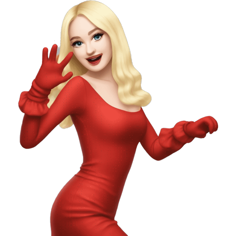 Kim Petras dancing (Red dress, Red gloves) emoji