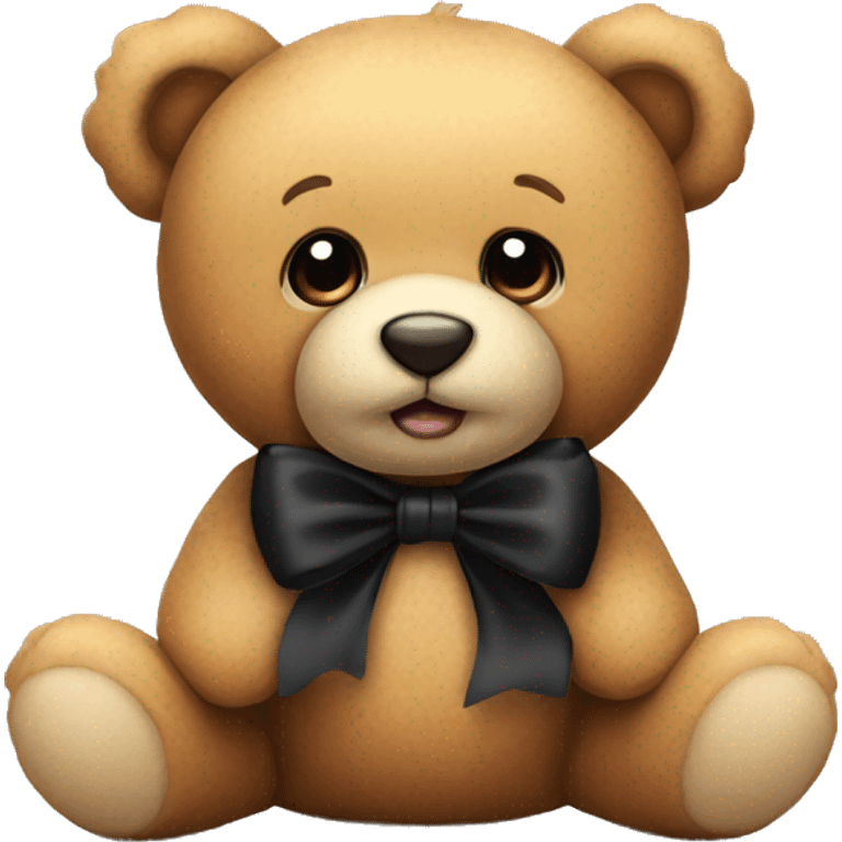 Cute teddy bear with black bow emoji