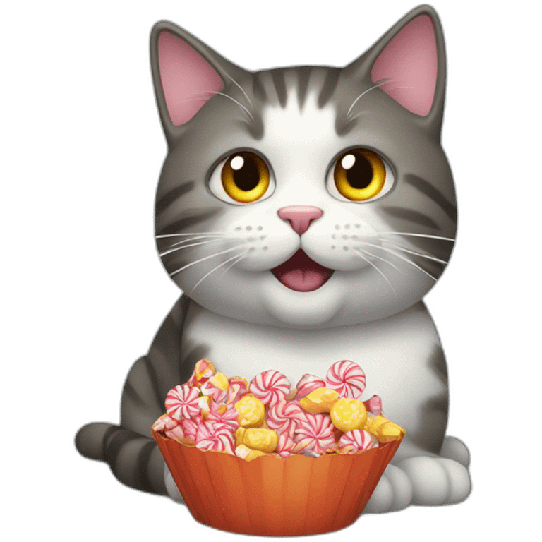 the cat eats candy emoji