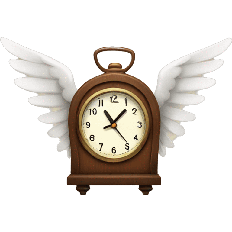 Clock with wings and brown ear emoji