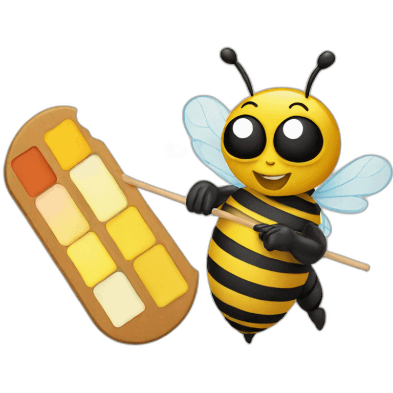 bee holding a palette emoji