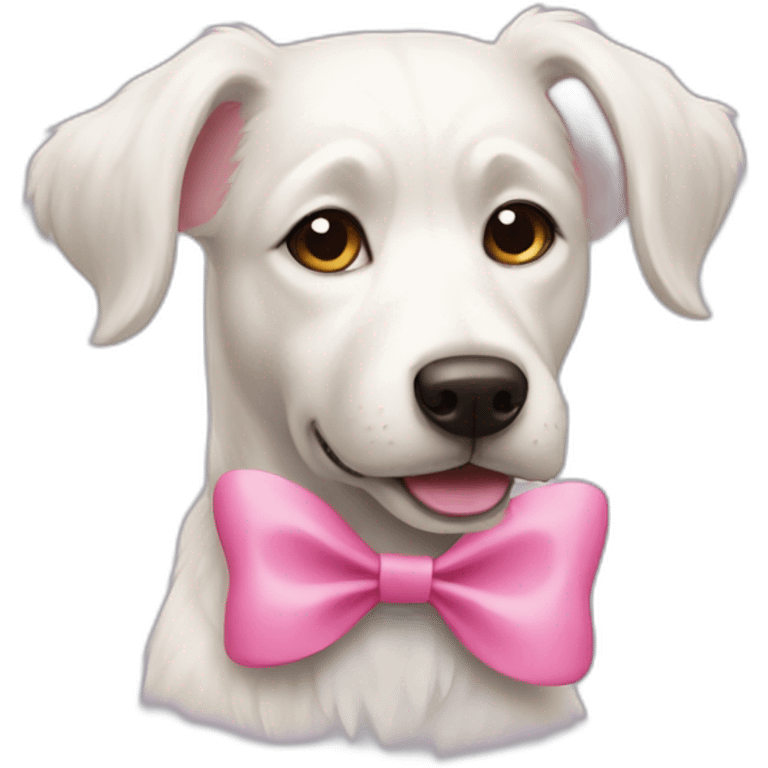 white dog with a pink bow emoji