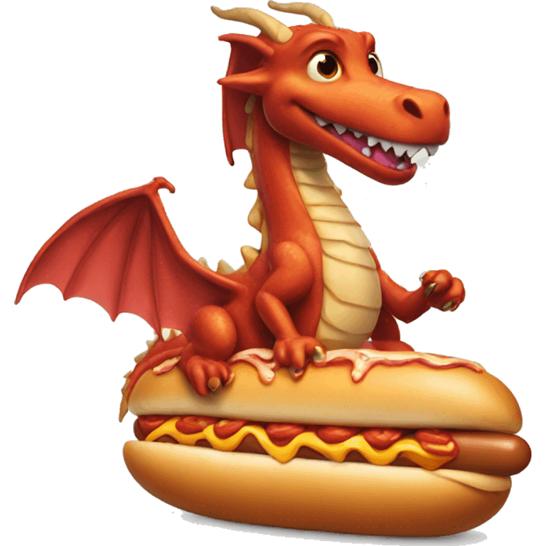 Dragon riding a hotdog emoji