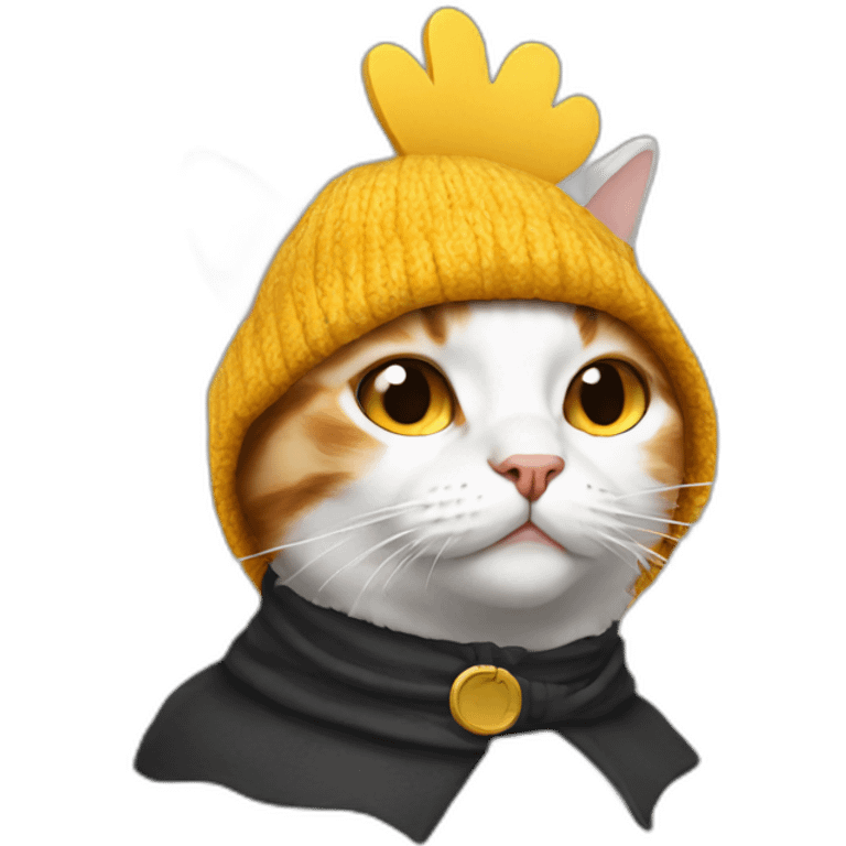 Cat wearing chicken hat emoji