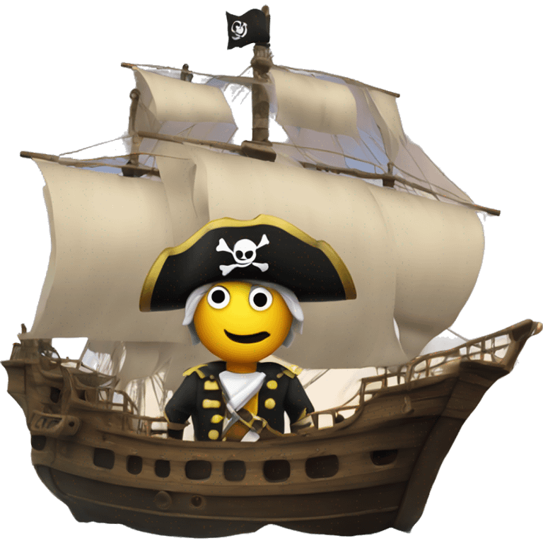 Pirate on top of a ship looking true a binocle emoji