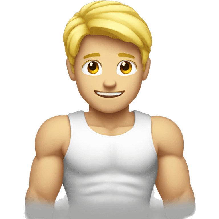 blond guy with arms showing how strong he is emoji