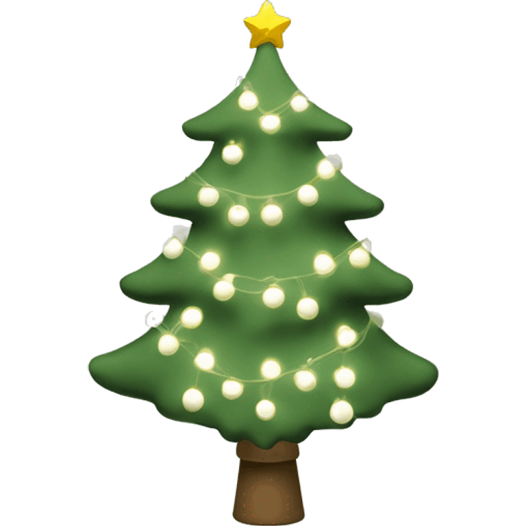 Sage green christmas tree with lights and white decorations emoji