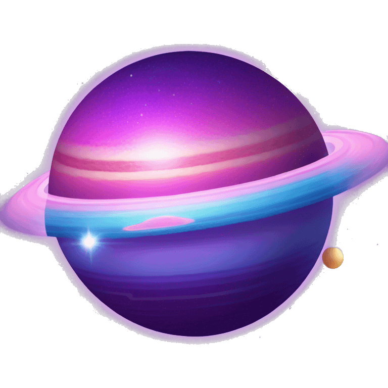 sparkly glittery blue purple and pink gradient planet with a cheesy saturn ring emoji