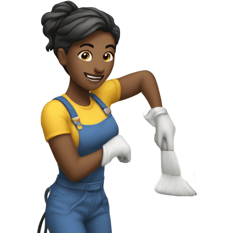 Lesbian cleaning a kitchen emoji