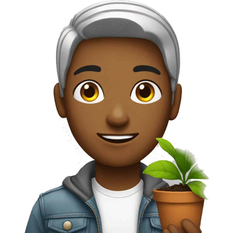 a teenager with plant emoji