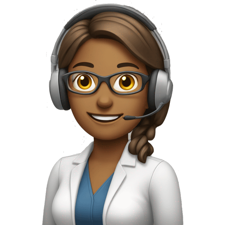 female wearing customer service headset friendly smile emoji