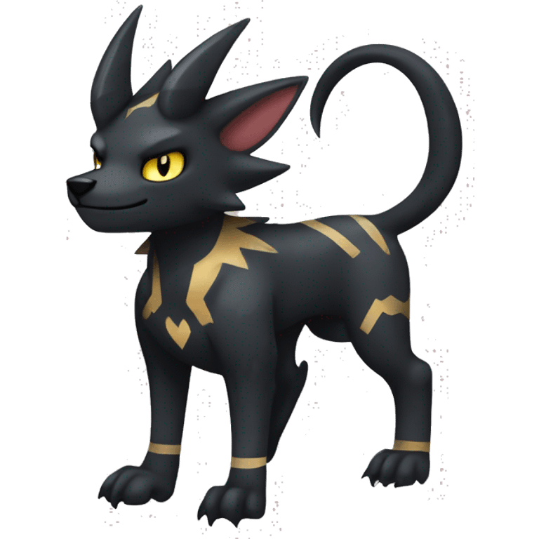 Cool Edgy Houndoom-Luxray Fakémon Digimon with Edgy markings, full body, outlined emoji