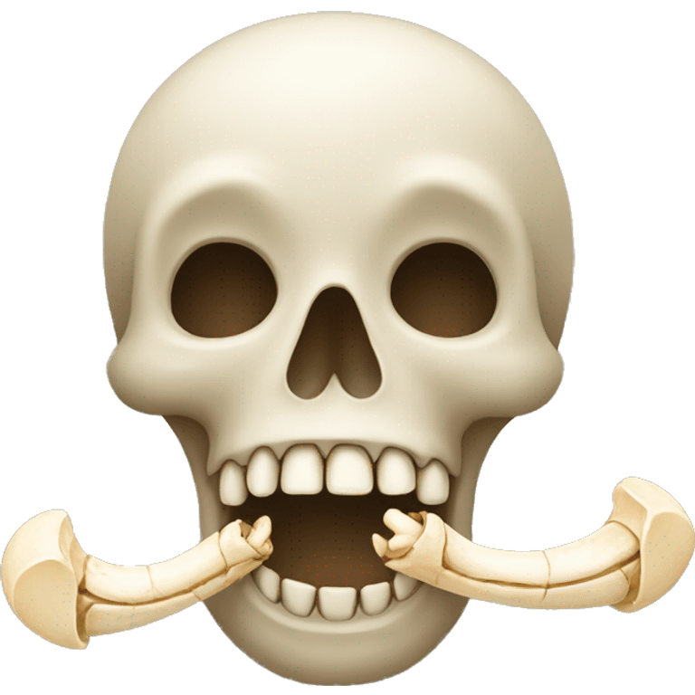 Emoji with bone in its mouth emoji