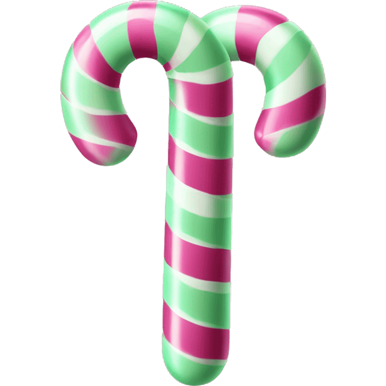 Realistic Isolated hot pink and mint green striped candy cane. emoji