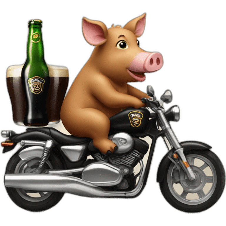 Pork on motorbike with a Guinness beer emoji