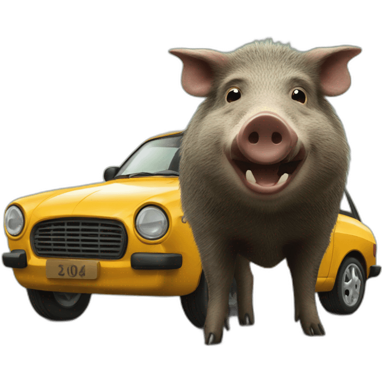 wild boar and car emoji