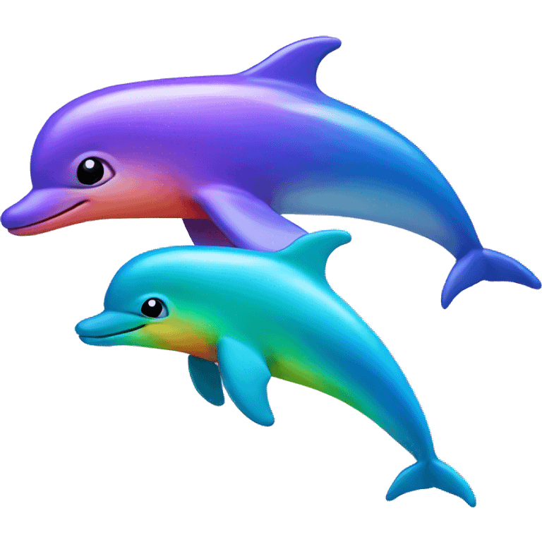 3 rainbow dolphins and 1 blue emoji