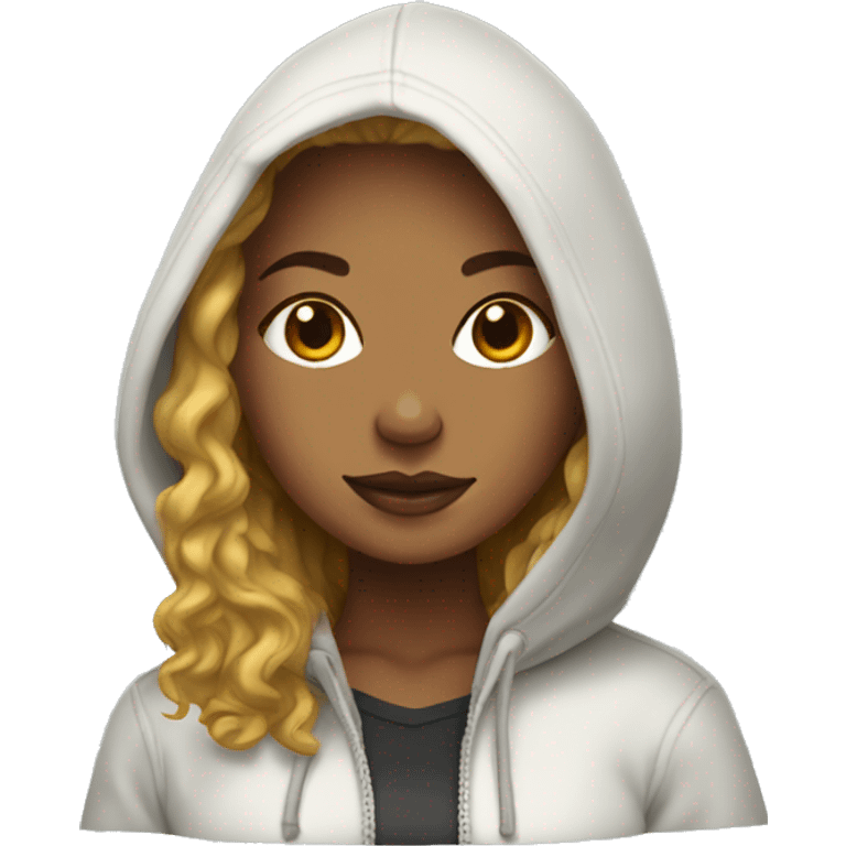  hot woman in hoodie with head of a Golden doodle   emoji