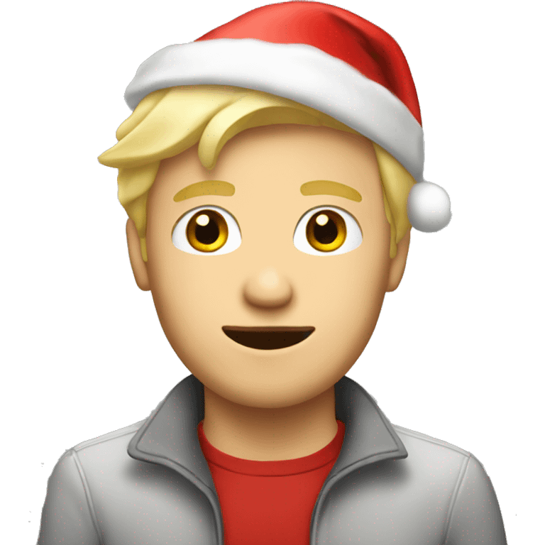 Blond Guy with Christmas hat emoji