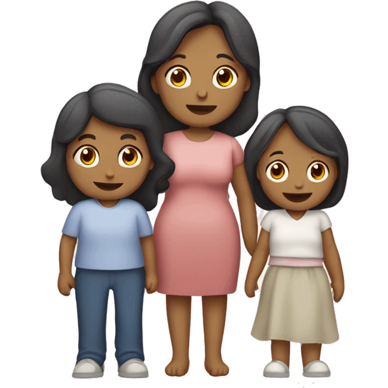 Familia de 5 personas, mamá albina, hijo mayor, hija mediana niña, hijo menor emoji