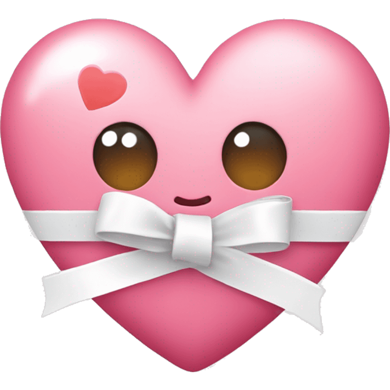 Cute pink heart with white ribbon emoji