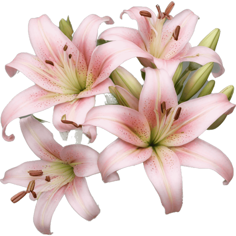 Flower Bouquet of pastel pink lilies realistic emoji