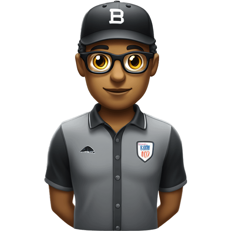 Mulatto umpire confident business young adult cat pfp with sport glasses, eyes gleaming with redemption emoji