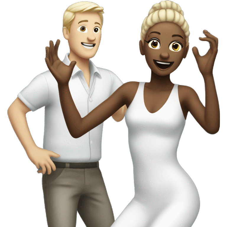 White skin Diva dancing with programmer white skin emoji