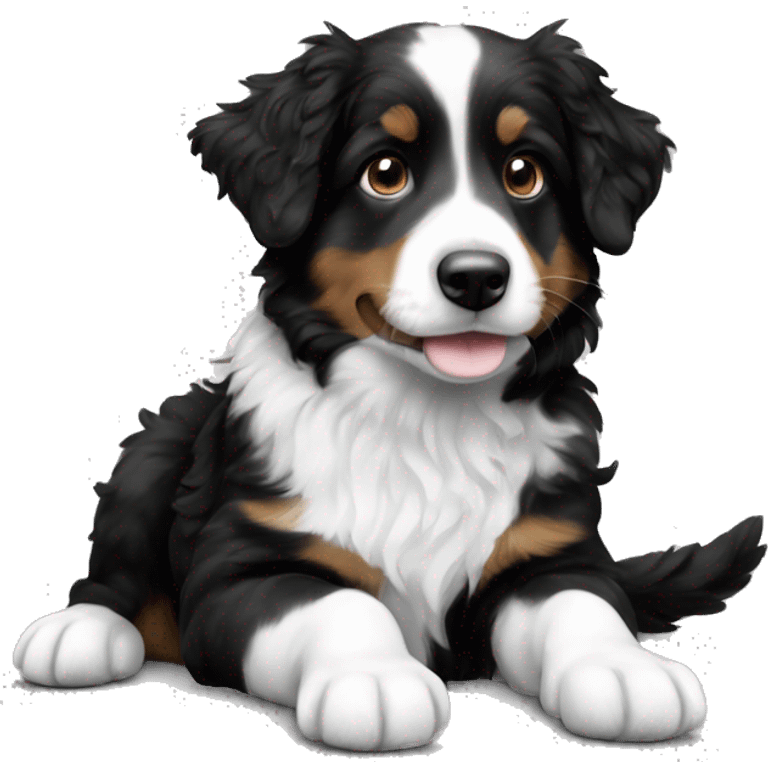 mini aussie doodle black and white emoji