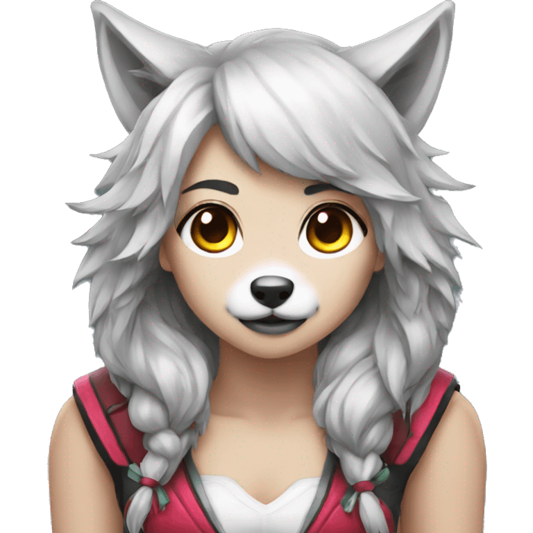 Gamer wolf with bow girl emoji