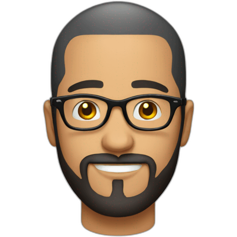 Bald latino 30 somethings with round glasses and beard emoji