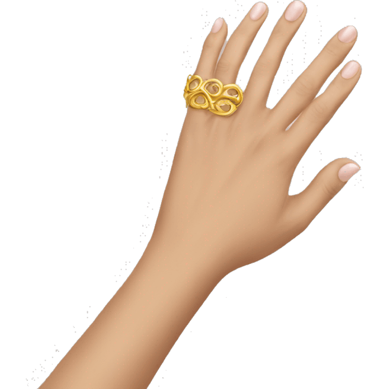 Hand wearing one gold ring on the pinky  emoji