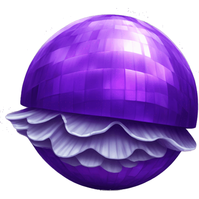 Purple disco ball with clam shell emoji