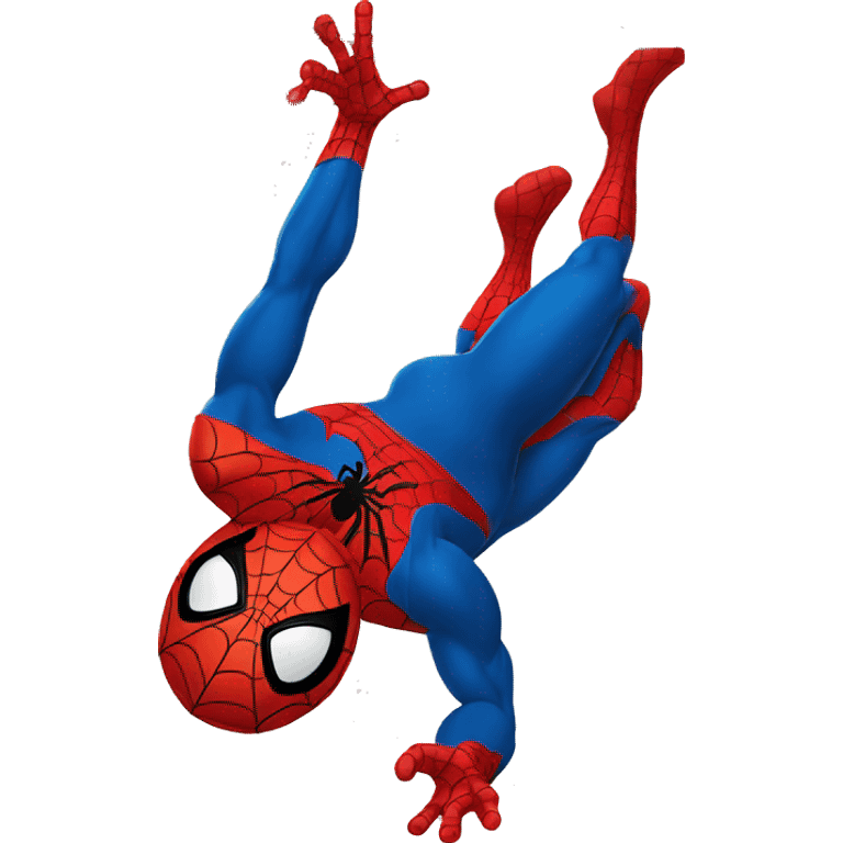 Spider-Man hanging up side down on a web  emoji