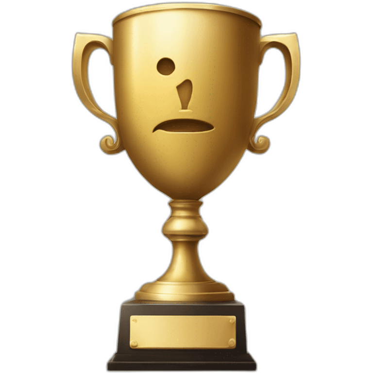 royal big empty Christian trophy for the winner with a cross on royal background  with number 1 emoji