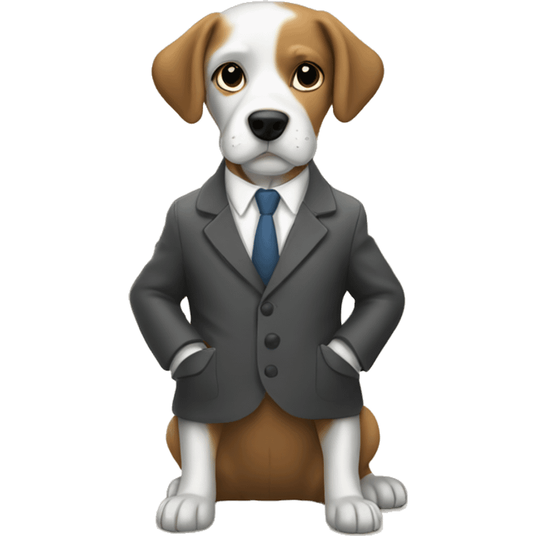 Dog in a suit and coat stealing bones from the pet store emoji