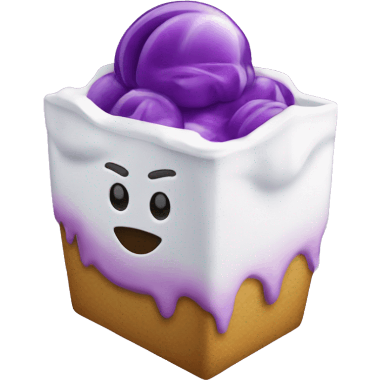 heladera abierta con cubo morado emoji