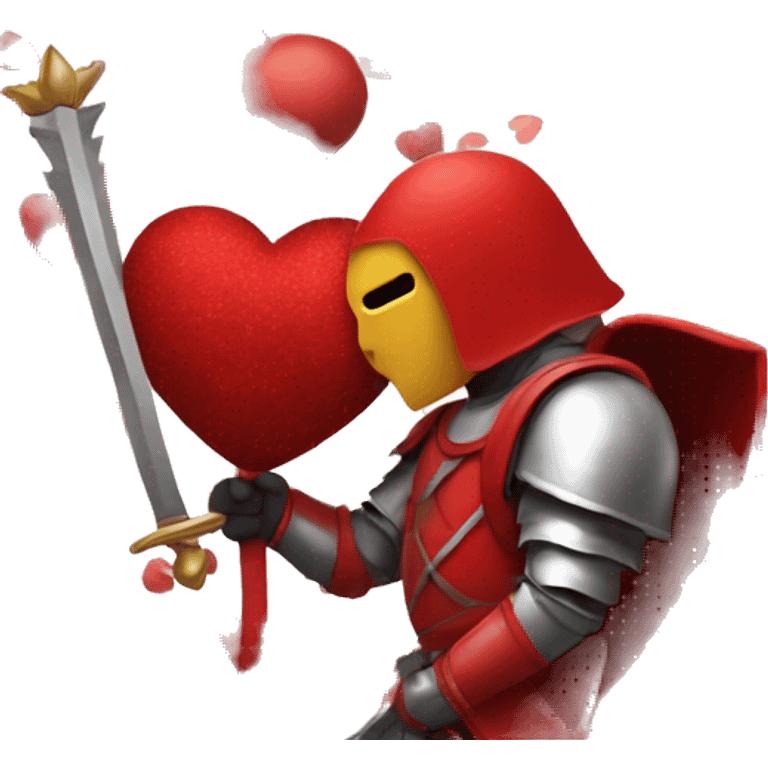 Big red love with knight emoji