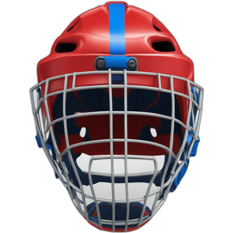 hockey goalkeeper's helmet painted red and blue emoji