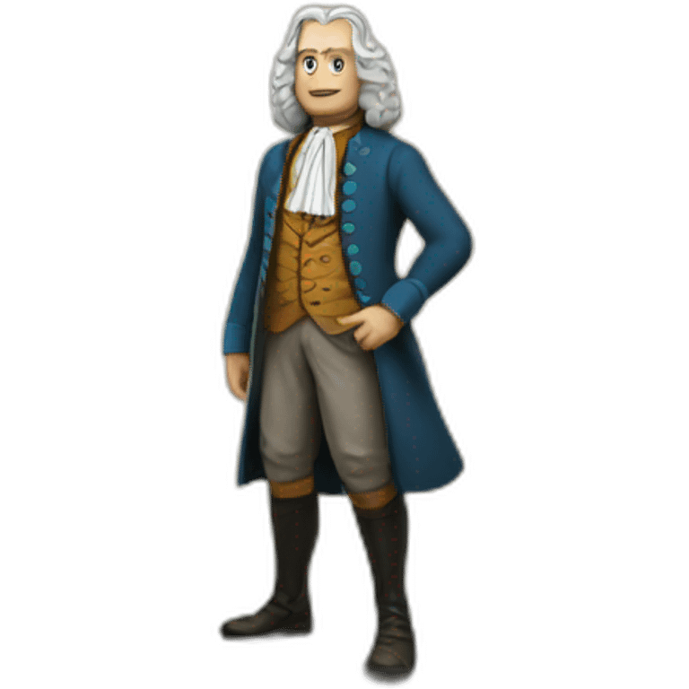 isaac newton in a mountainous landscape with rocks emoji