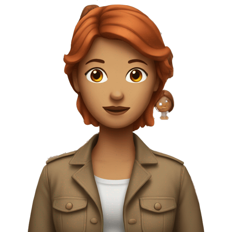 A red, Brown haired women  emoji