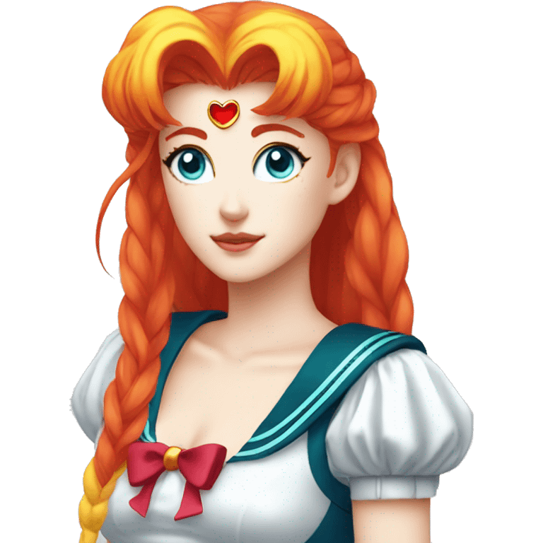 Sailor Moon with Bright Red Hair and Aqua eyes emoji