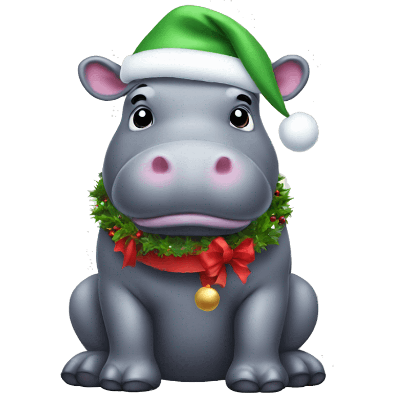 Christmas hippo emoji