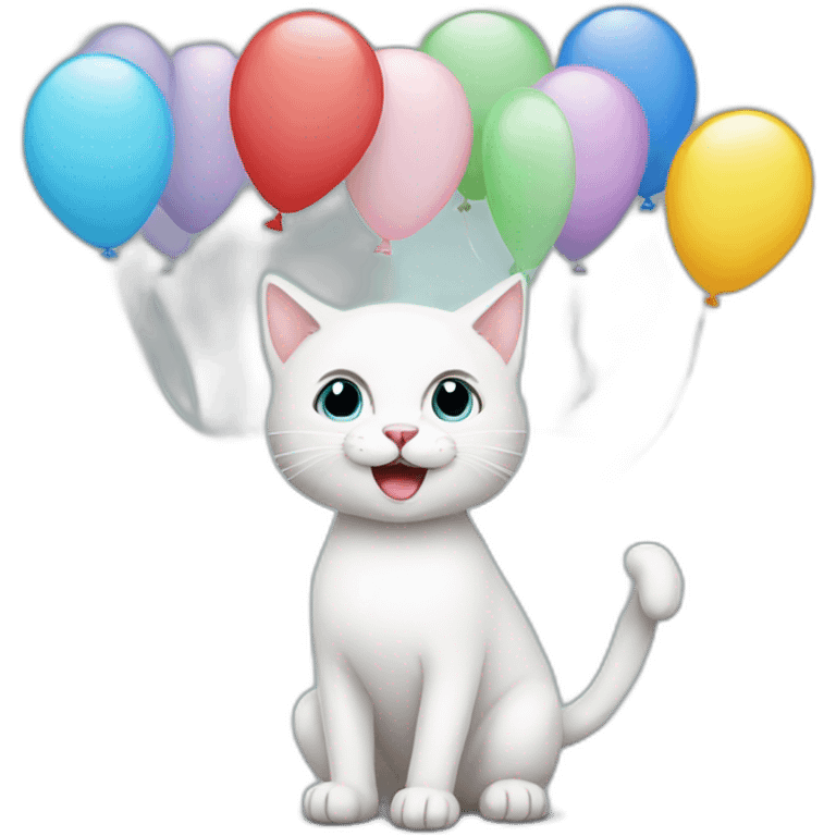 white-cat-Celebrating-balloons  emoji