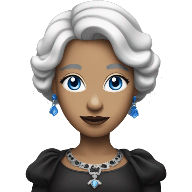 Queen of spades with short grey hair amd blue eyes emoji