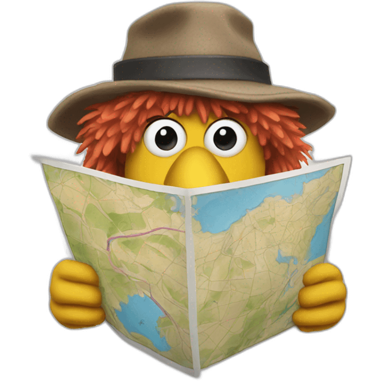 fraggle spy with a big map emoji