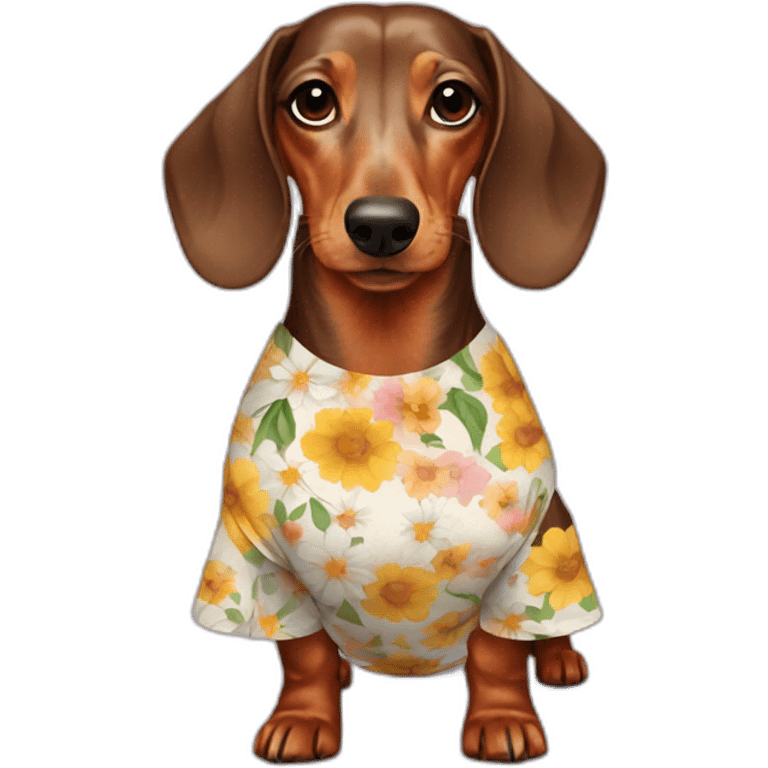 Dachshund whith flowers dress emoji